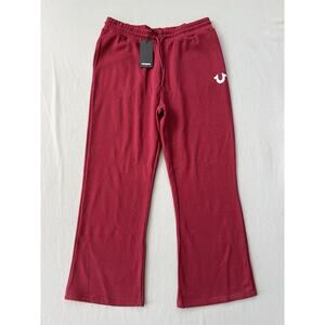 True Religion Foil Straight Leg Sweatpants XL Drawstring Cabernet Pants $109 NEW